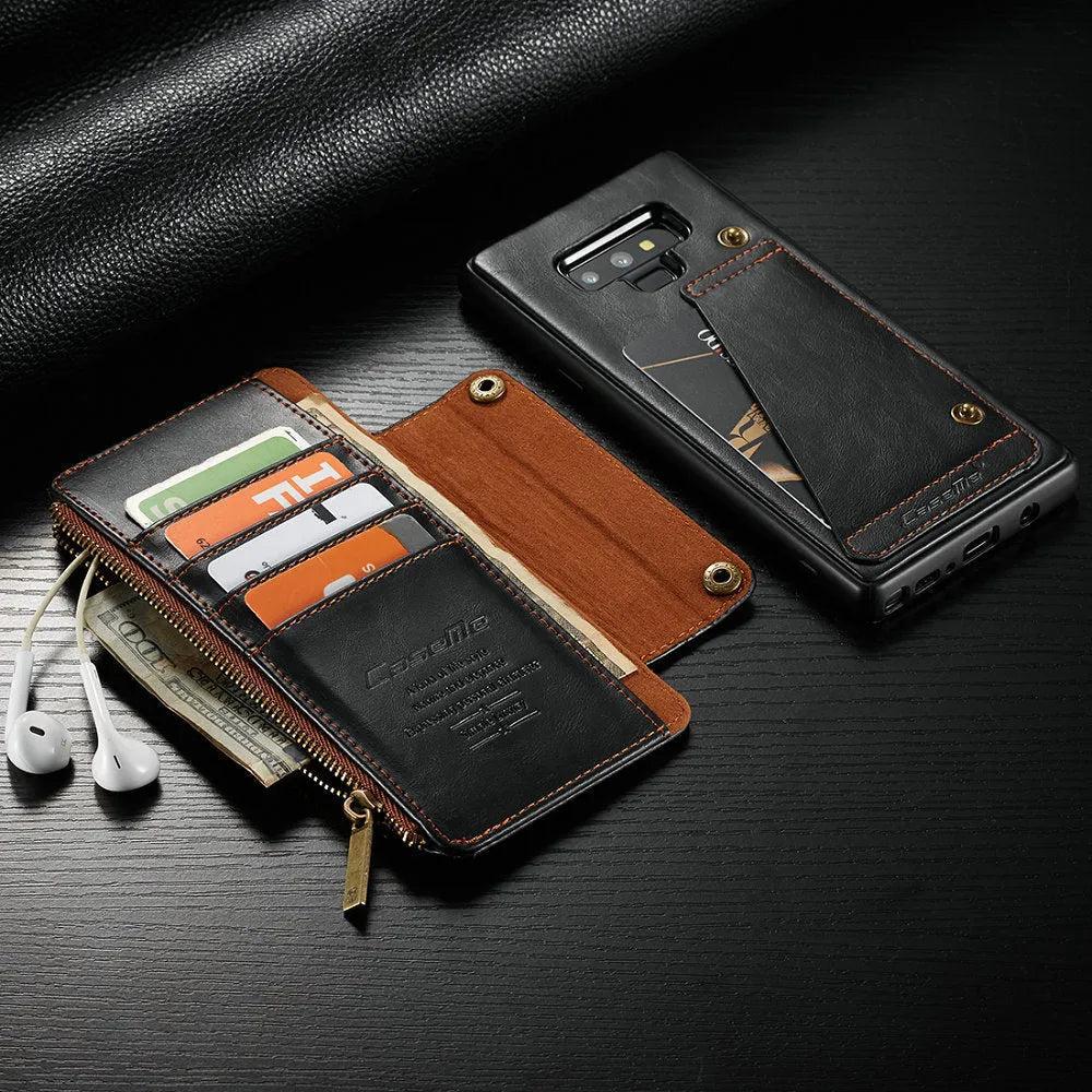 SAMSUNG Galaxy Note9 leather flip phone case in Black, Brown and Red colours