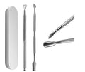 Two-piece stainless steel cuticle pusher and spatula set for gel nail polish removal