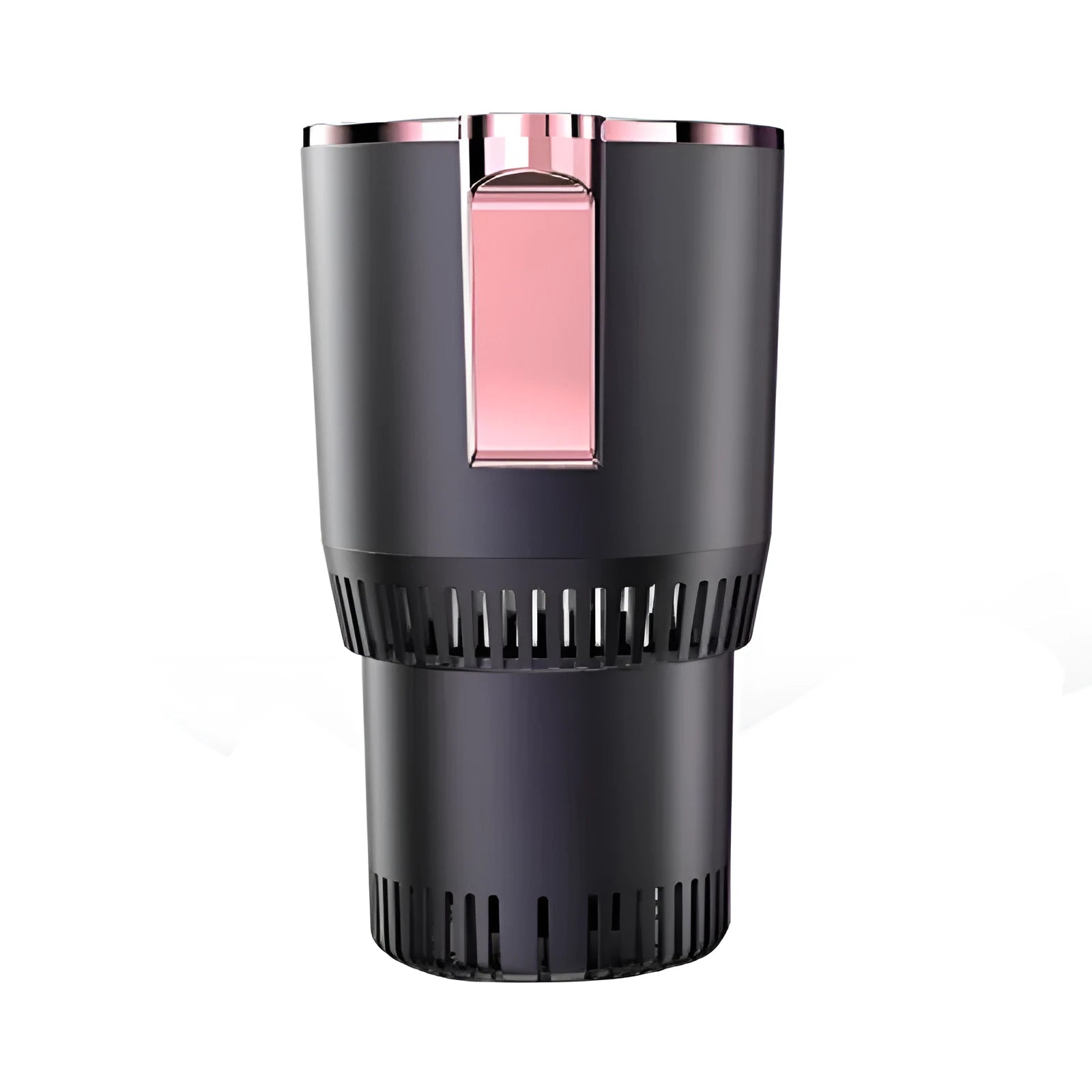 Smart hot and cold car cup in purple gold with aluminium interior and US plug adapter, 166mm height