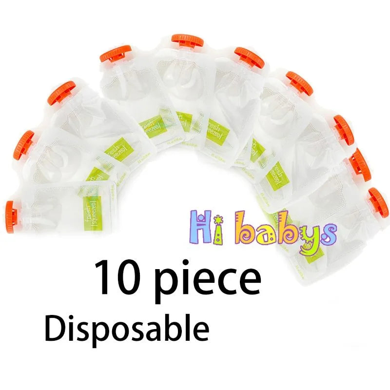 Baby food Squeeze Station machine with 4oz pouches and spoons on a table