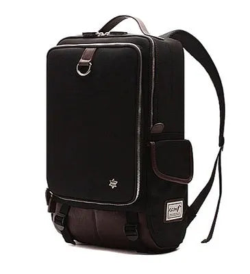 Modern men's backpack in Oxford cloth showing large main compartment, available in army green colour.