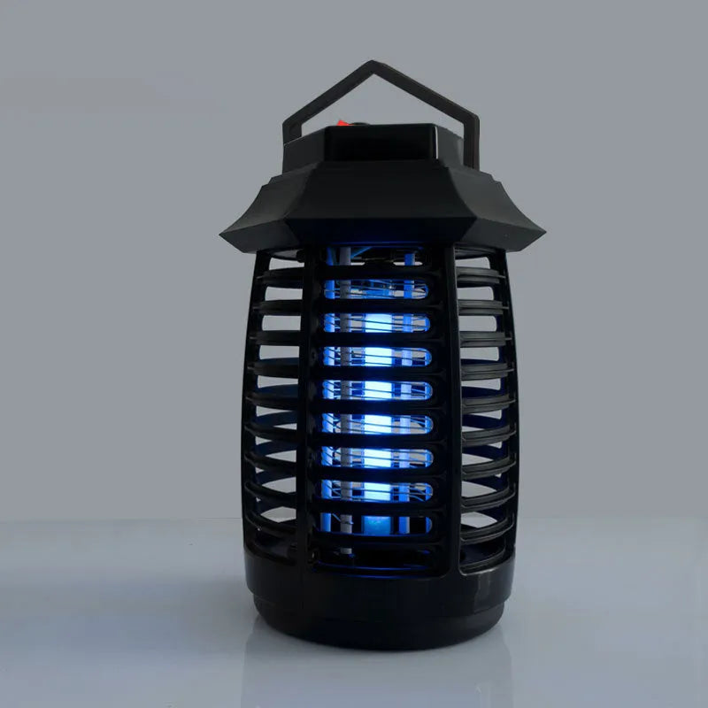 Black aromatherapy mosquito lamp with metal grid and choice of UV or LED tubes for indoor insect control