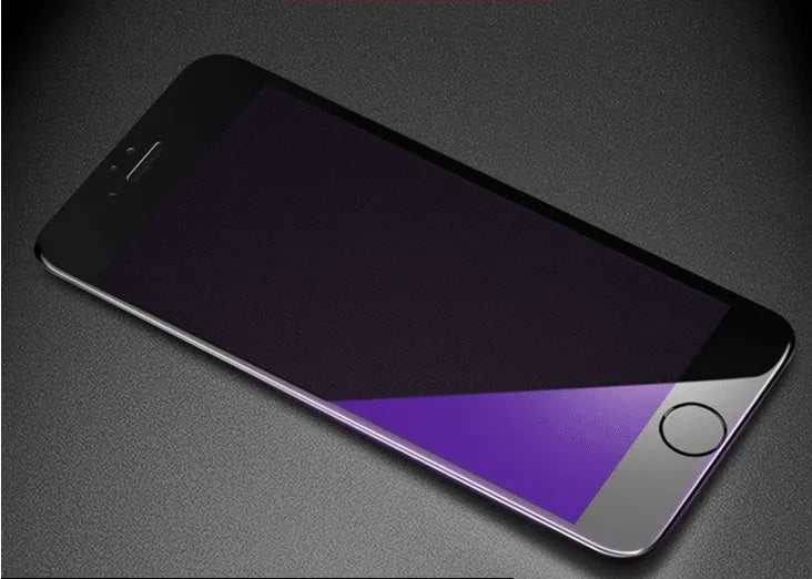 Tempered glass screen protector with carbon fibre edge for iPhone models on a dark surface