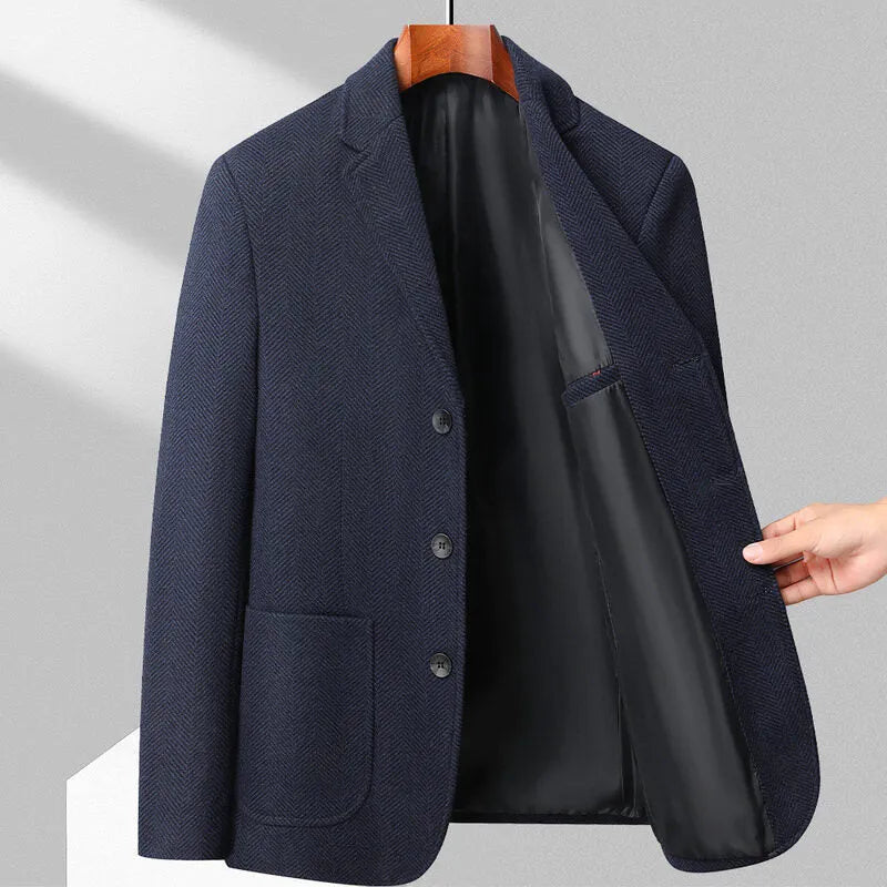 Men's loose fit casual coat in black, khaki, grey, or dark blue for spring and autumn