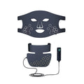 Black LED photon therapy mask with neck extension for facial skincare treatment