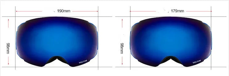 Compass ski goggles with double-layer anti-fog spherical lens and magnetic lens change system in blue colour