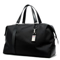 Folding Korean duffle bag for men in black nylon and microfiber, 44x26x18 cm, with zipper pocket