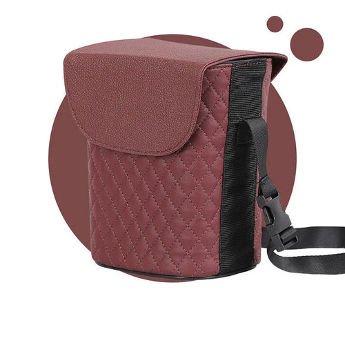 Car multi-function storage box in leather with plaid pattern, size 16.5x13x8cm, in beige colour option