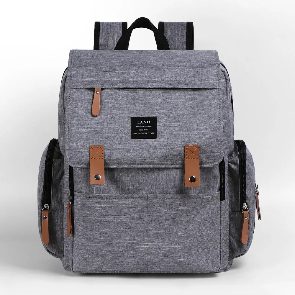 LAND large capacity oxford cloth nappy backpack with changing mat in grey colour