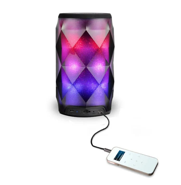 Black crystal diamond cut Coke can shaped Bluetooth speaker lantern with colourful lighting effects