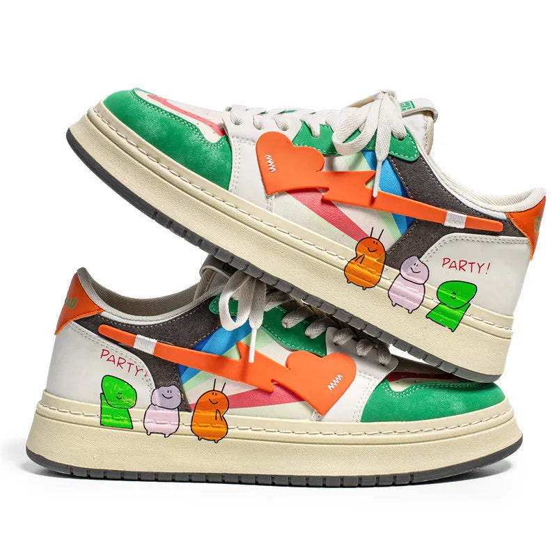 Men's plain lace-up sneakers in Rainbow White Blue colour on white background