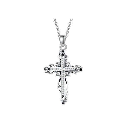 925 sterling silver cross pendant necklace for women silver colour 26mm by 17.5mm