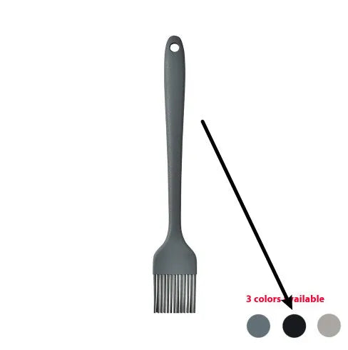 12-piece silicone kitchenware set with rotating storage bucket showing utensils in black, dark grey or khaki colours