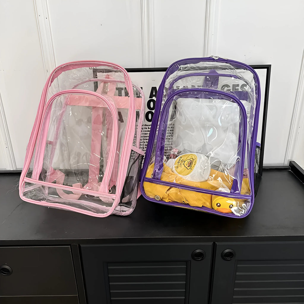 Transparent PVC waterproof backpack with voile inner bag in colour options