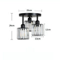 Modern crystal ceiling light in black finish with metal frame and crystal accents for corridor or entrance use