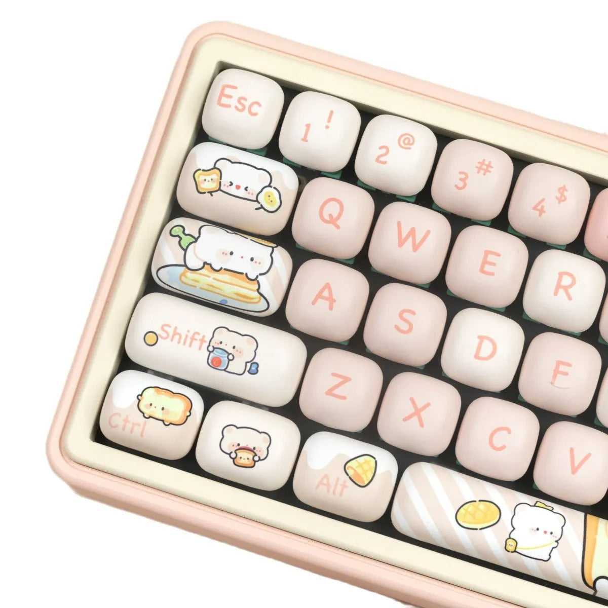 MOG profile mechanical keyboard key caps with Steamed Bread designs in PBT plastic
