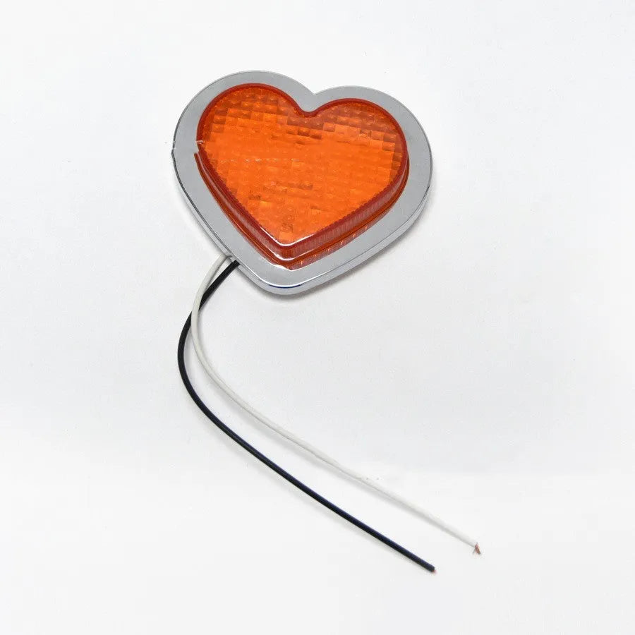 Japanese-style heart-shaped red LED car sidelight for 12V fender installation.