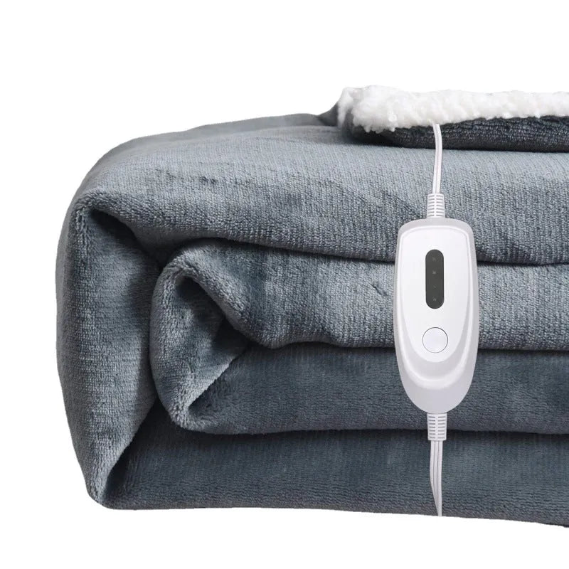 USB electric heating blanket in grey colour with flannel fabric and temperature controls