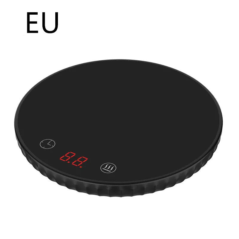 Electric cup warmer 115mm diameter black ABS and glass panel with digital display and touch switch