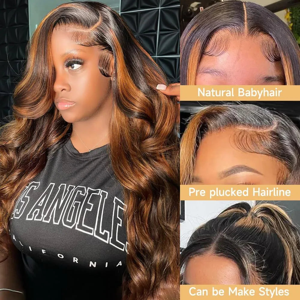 M1559 1B/30# brown medium long curly wig with big waves on a mannequin, front lace design