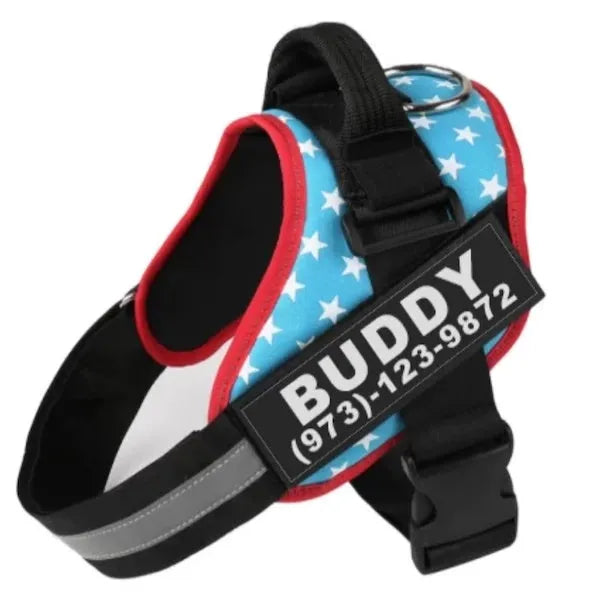 Personalised Custom Reflective Breathable Dog Harness No Pull Adjustable Pet Harness Vest for Small Large Dogs with Patch Nylon Chest Strap Many Sizes and Colours