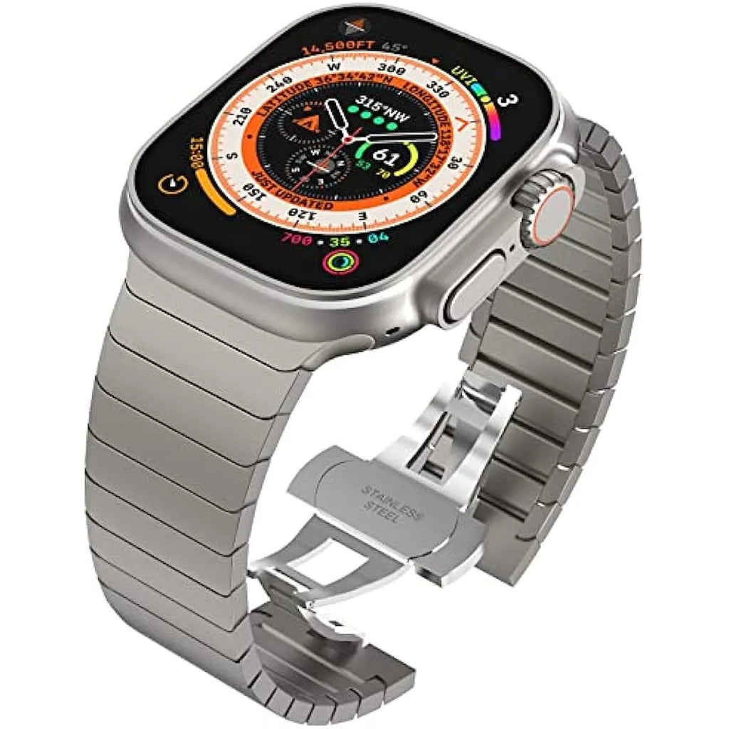 One bead bamboo joint butterfly clasp stainless steel strap for Apple Watch 38/40/41mm 42/44/45/49mm