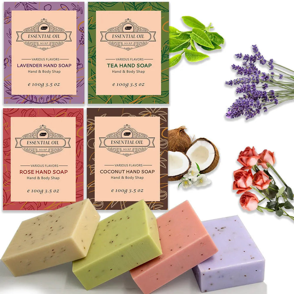 A bar of handmade plant essential oil soap for bathing and hand washing, 100g