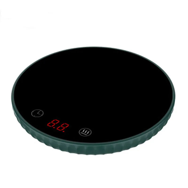 Electric cup warmer 115mm diameter black ABS and glass panel with digital display and touch switch