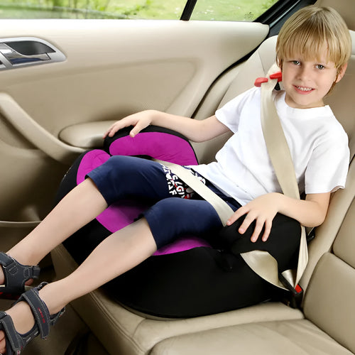 High-back booster baby car seat for 15-36 kg children with three-point seatbelt installation in blue colour