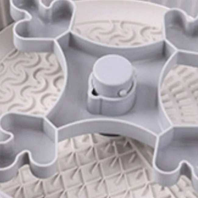 Pet feeding bowl with rotating game board and anti-choke silicone pad in multiple colour options