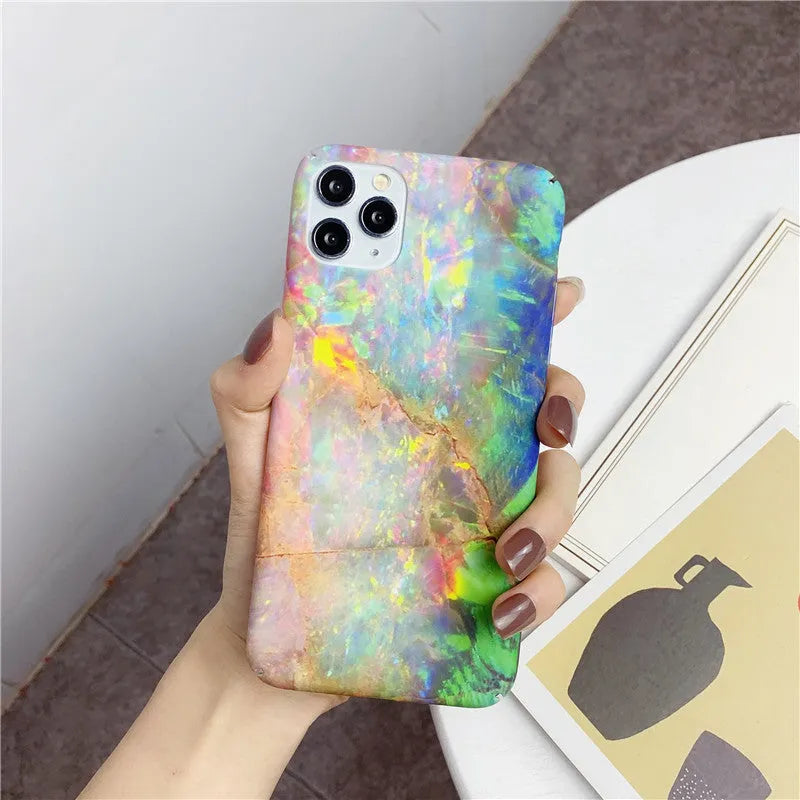 Marbled PC phone case with geometric water paste pattern in simple style for iPhone Samsung Huawei Xiaomi