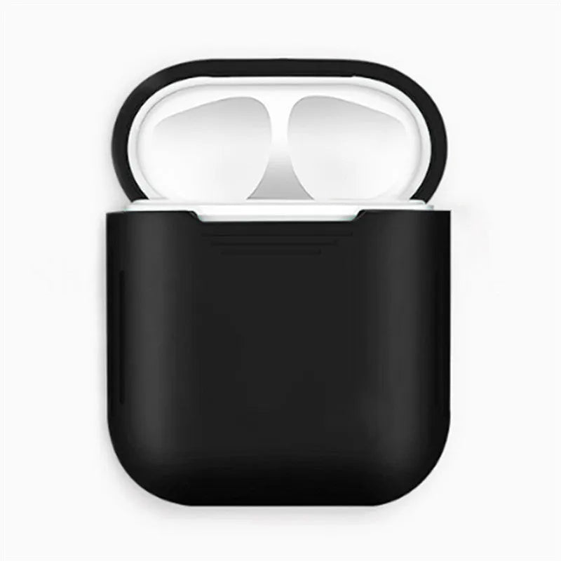 Silicone protection case for Apple AirPods with antilost rope attached, shown in blue colour.