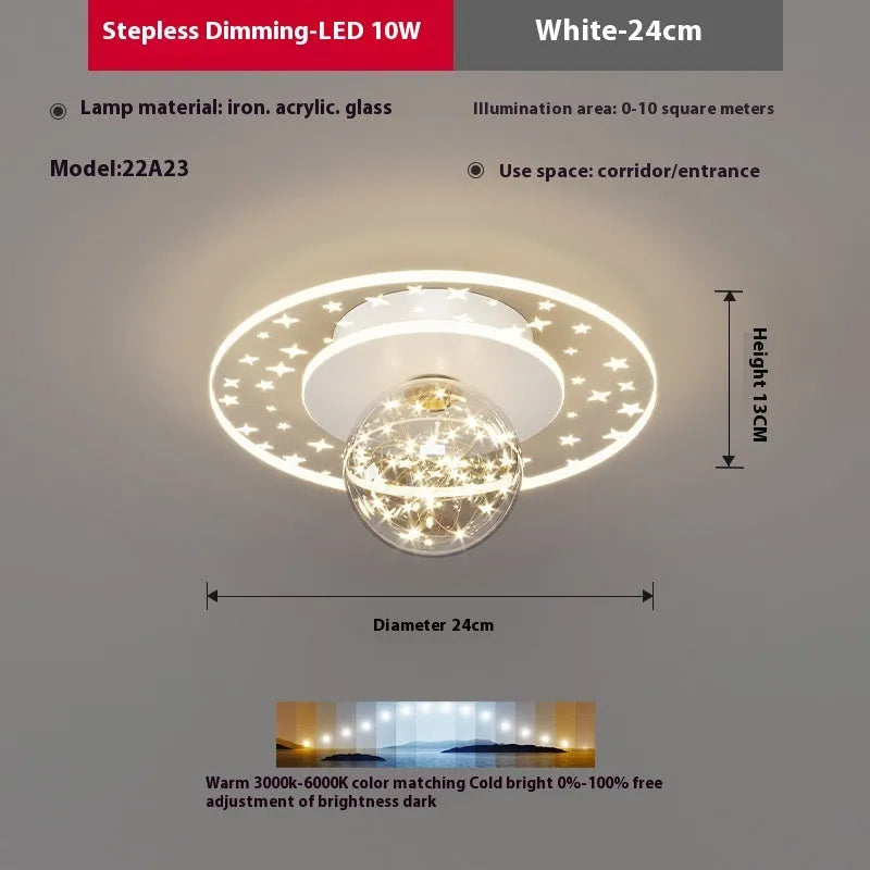 Modern LED ceiling lamp with wireless remote control for hallways in gold, black, or white finish