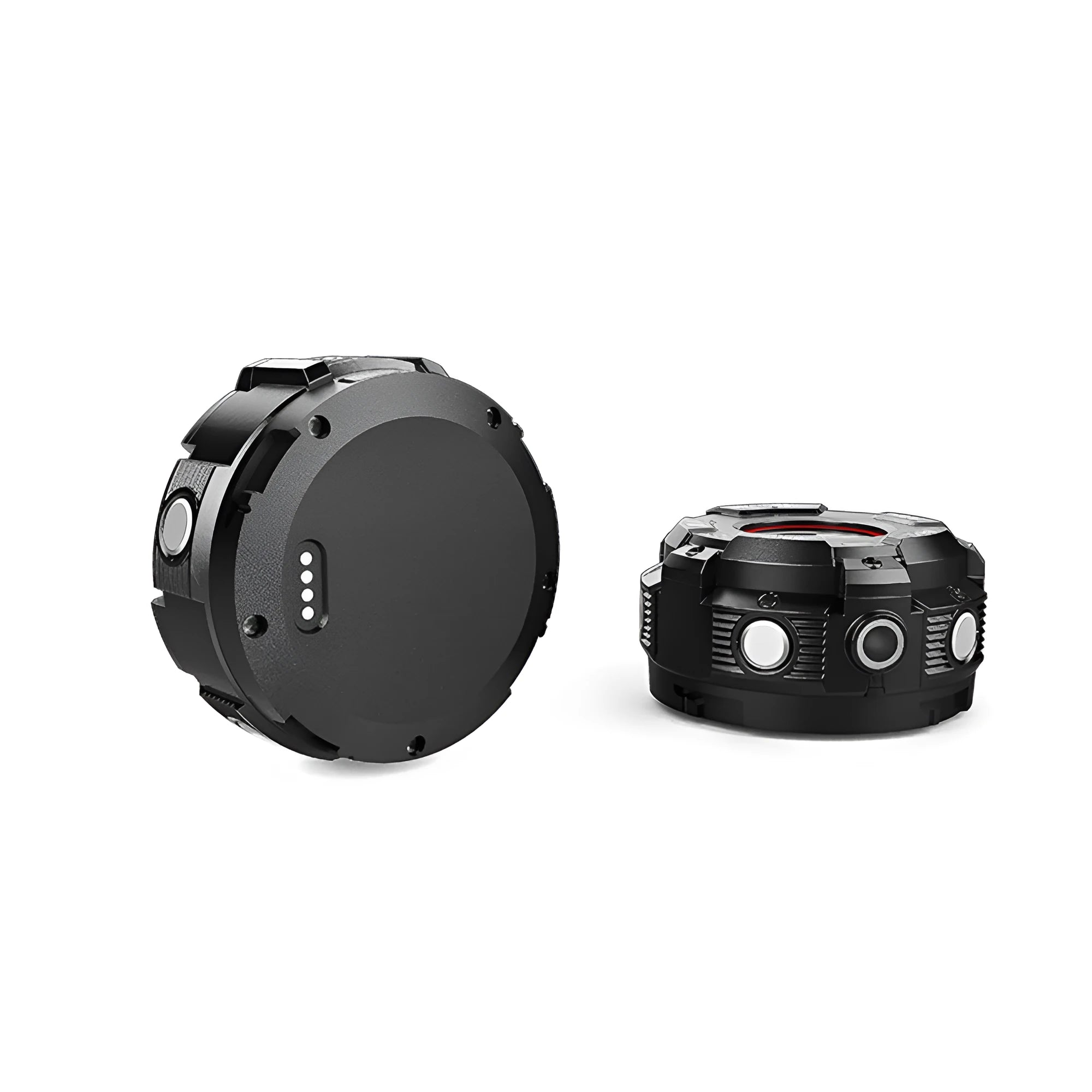 Black waterproof sports digital camera showing front view with dimensions.