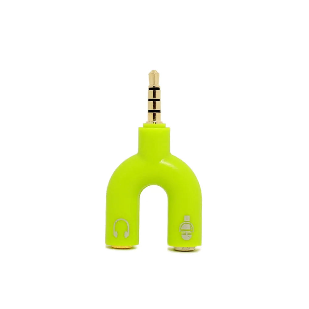 3.5mm audio splitter adapter in six colour options with gold-plated connections