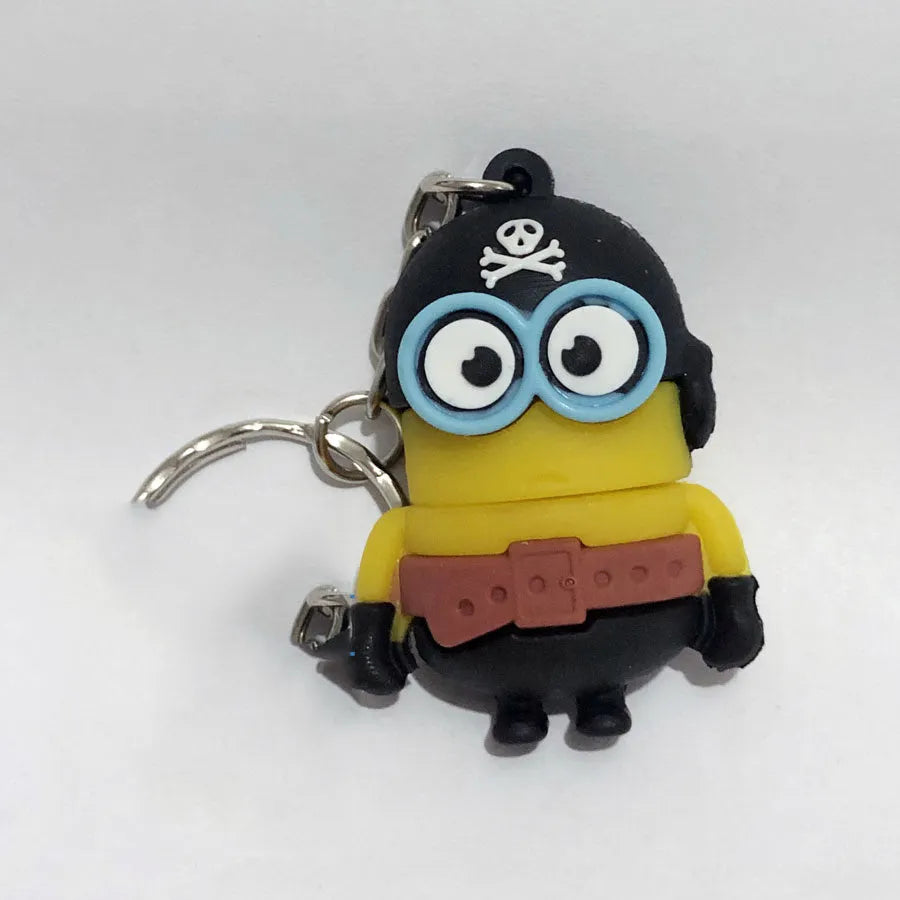 Skull-shaped USB flash drive on a small chain with PVC shell and USB 3.0 connector.