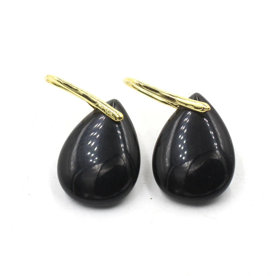 Genuine crystal geometric water drop earrings with electroplated metallic finish