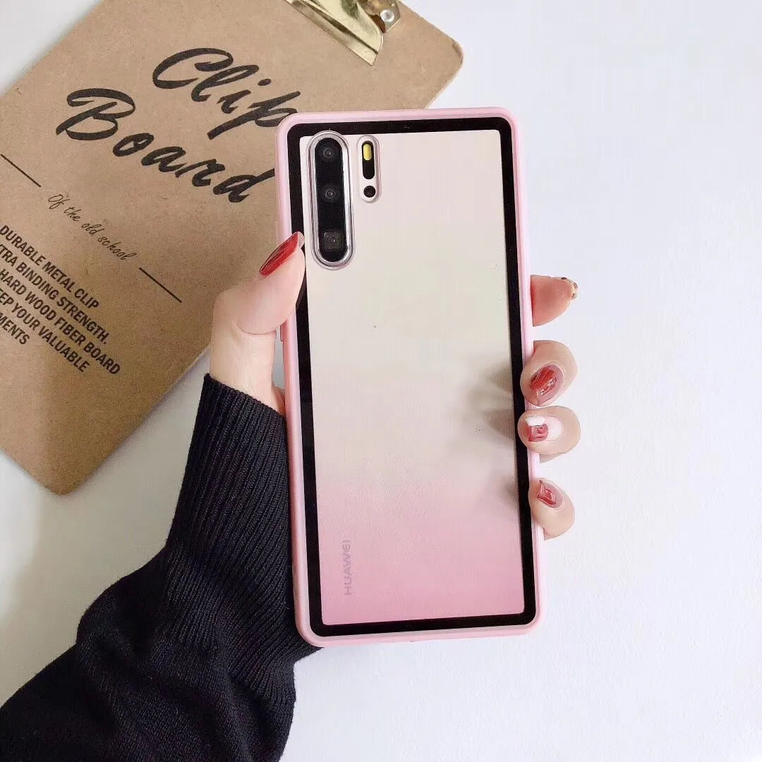 Rainbow Huawei phone case in TPU+PC construction showing back cover design