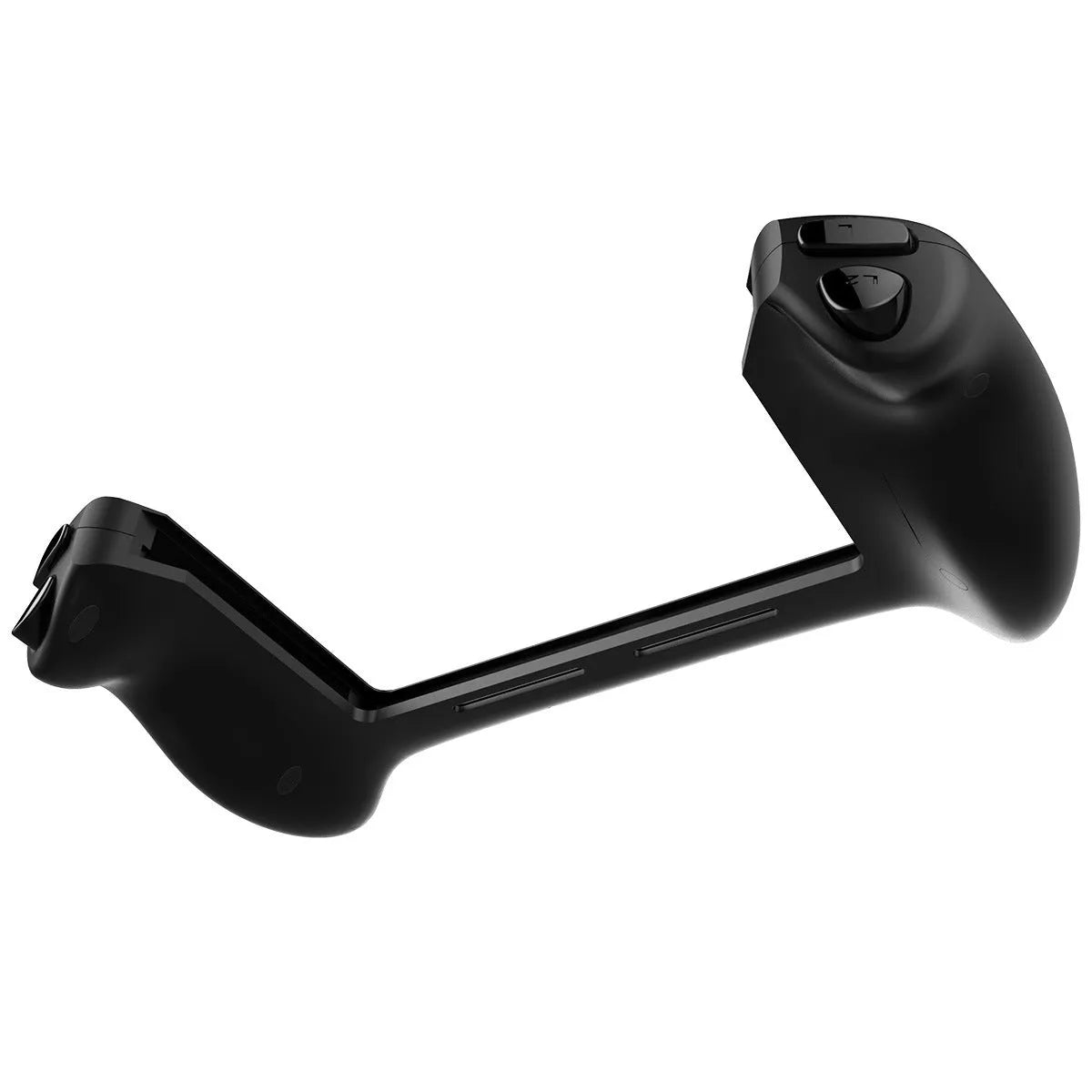 Black wireless gamepad for Nintendo Switch showing ergonomic curved grips and textured joysticks