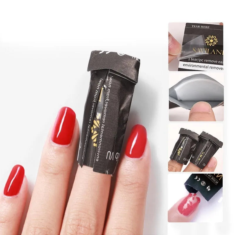 Nail Polish Remover Wraps 200PCS per Box Quick and Easy Gel Polish Removal Encapsulated Self-Contained Cotton for Builder Gel Led Gel Extension Glue 132mm x 53.5mm x 103mm Box Size Black