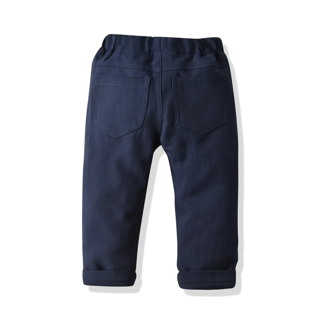Boys cotton dress suit two-piece set in blue with shirt and trousers, 100% cotton, soft fabric, sizes 90-140cm