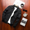 Men's slim fit casual baseball jacket with zipper closure and side pockets in a solid colour.