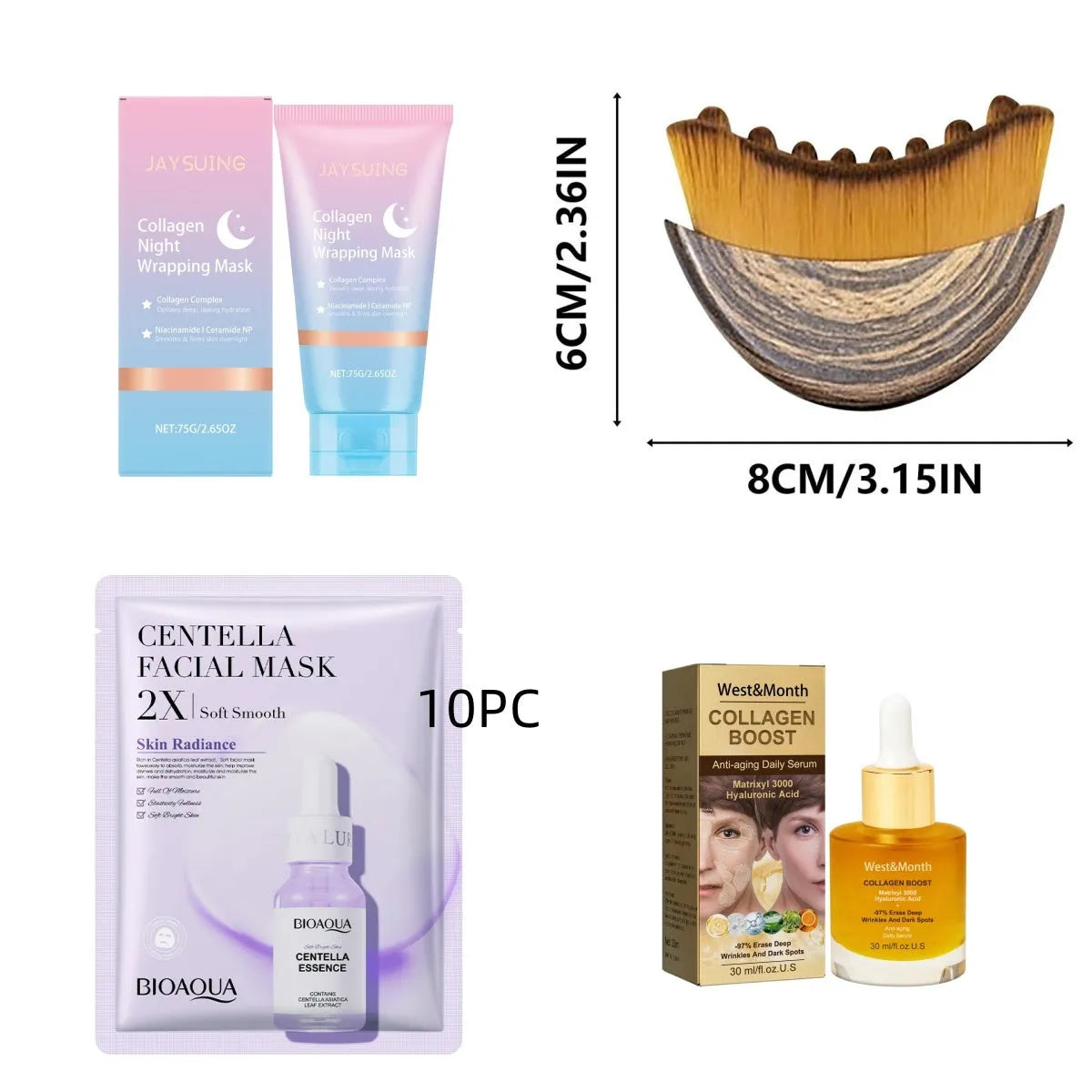 Collagen night tearing mask 75g jar with brush for overnight peel-off facial application