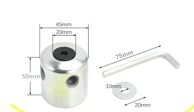 Silver aluminium grass trimmer head with four light yellow square strings for lawn mower accessories