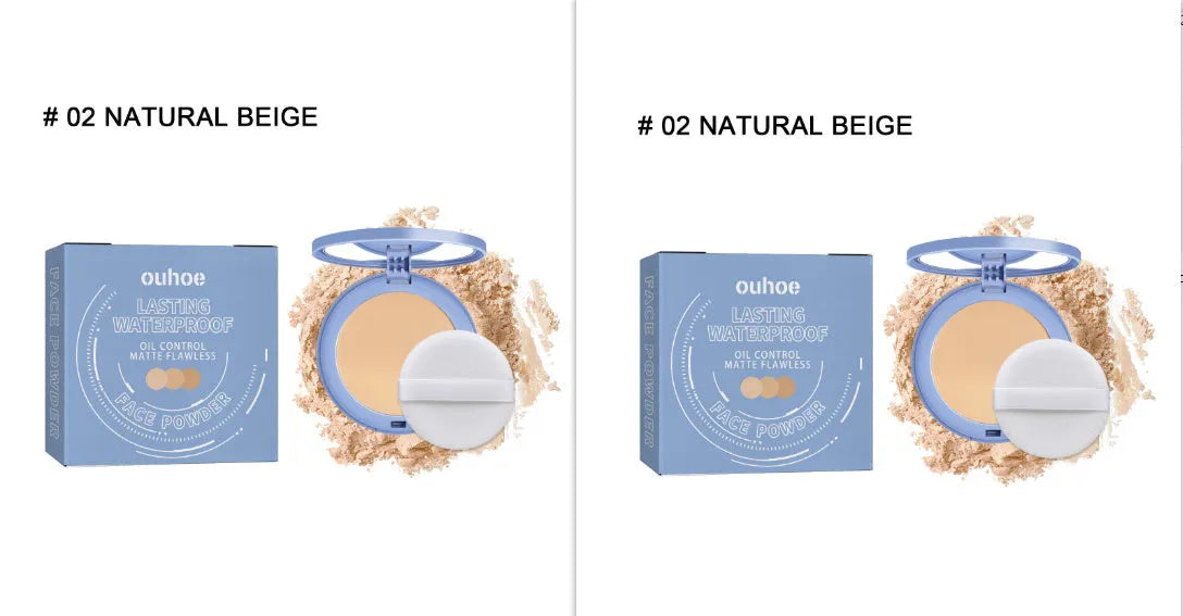 8g natural finishing powder in compact packaging with three shade options for makeup setting