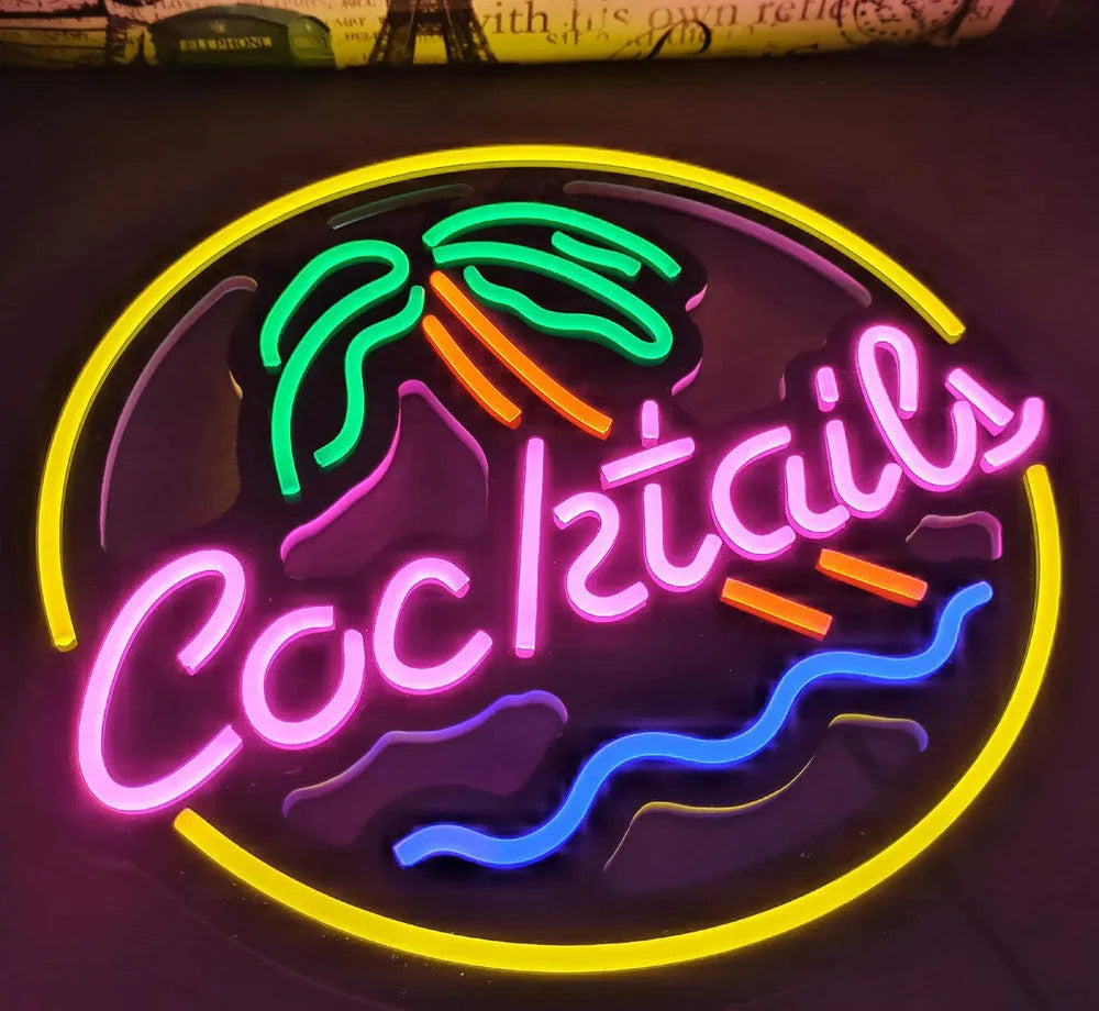 LED coffee neon billboard sign with mixed colour lighting for commercial interior decoration