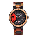 BOBO BIRD Q13 men's wooden watch black red natural wood case 44mm