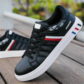 Men's sports shoes shown in black, also available in grey and white, with EU size tags from 39 to 44.