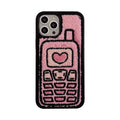 Pink towel embroidered TPU iPhone case showing textured surface on back cover.