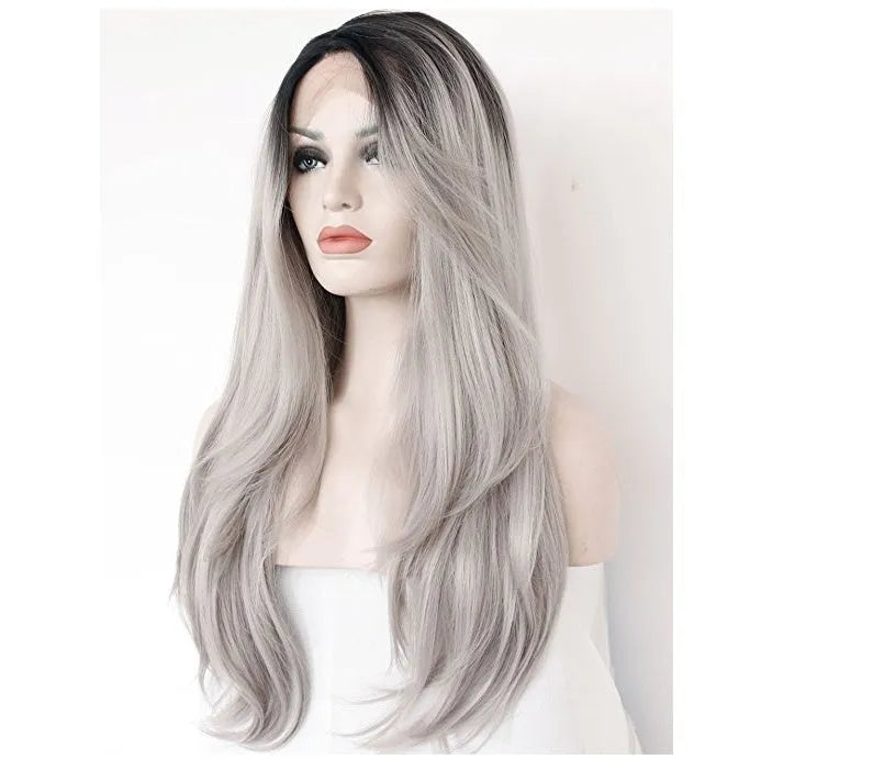 Grey hand hook lace wig for women short high temperature wire hairpiece
